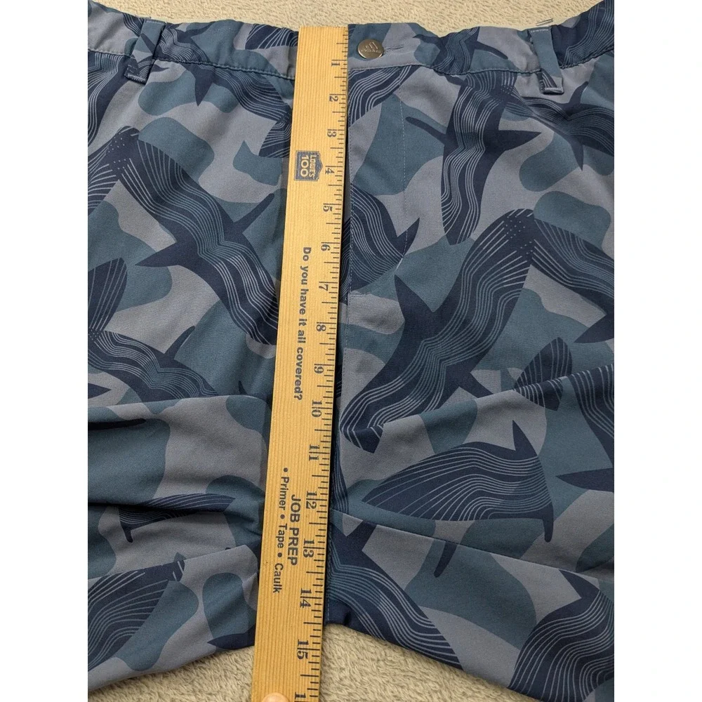 Adidas Golf Shorts Mens 38 Blue Whale Camo Performance Stretch Flat Front 9 Ins - Picture 8 of 14